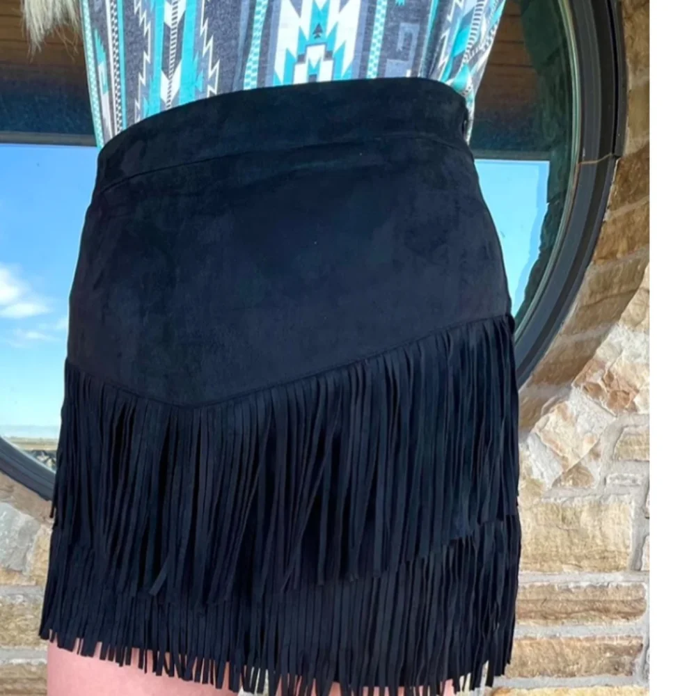 Fort Worth Fringe Skort - Black - Picture 3 of 5